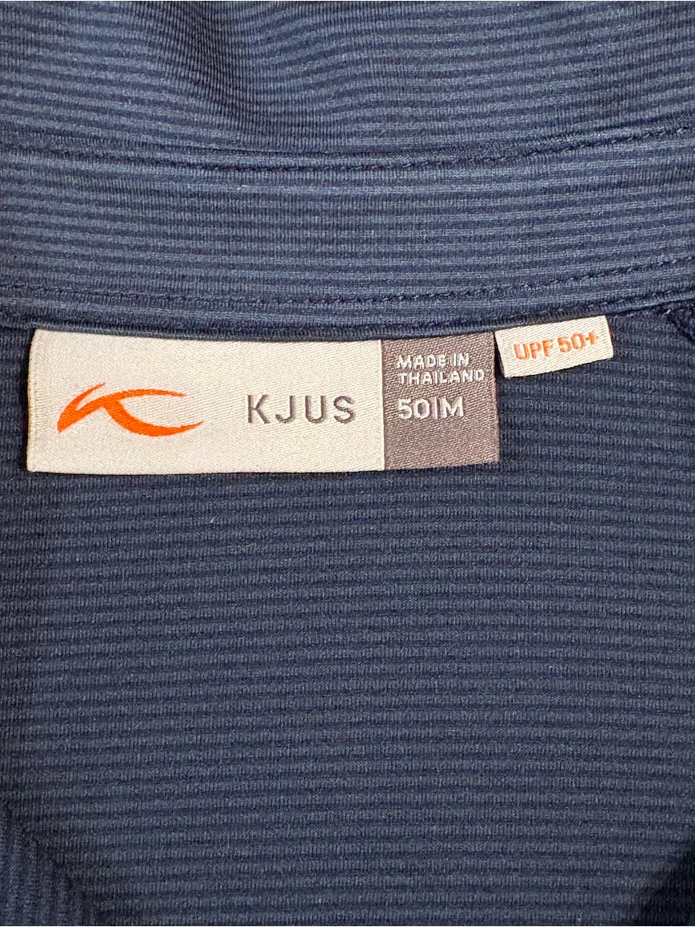 KJUS Soren Stripe Polo Shirt Mens 50 M Navy UPF 50+ Performance Golf - Picture 2 of 9